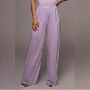 JLUXLABEL Elegant Lavender Pleated Wide Legs Trousers  Size S
